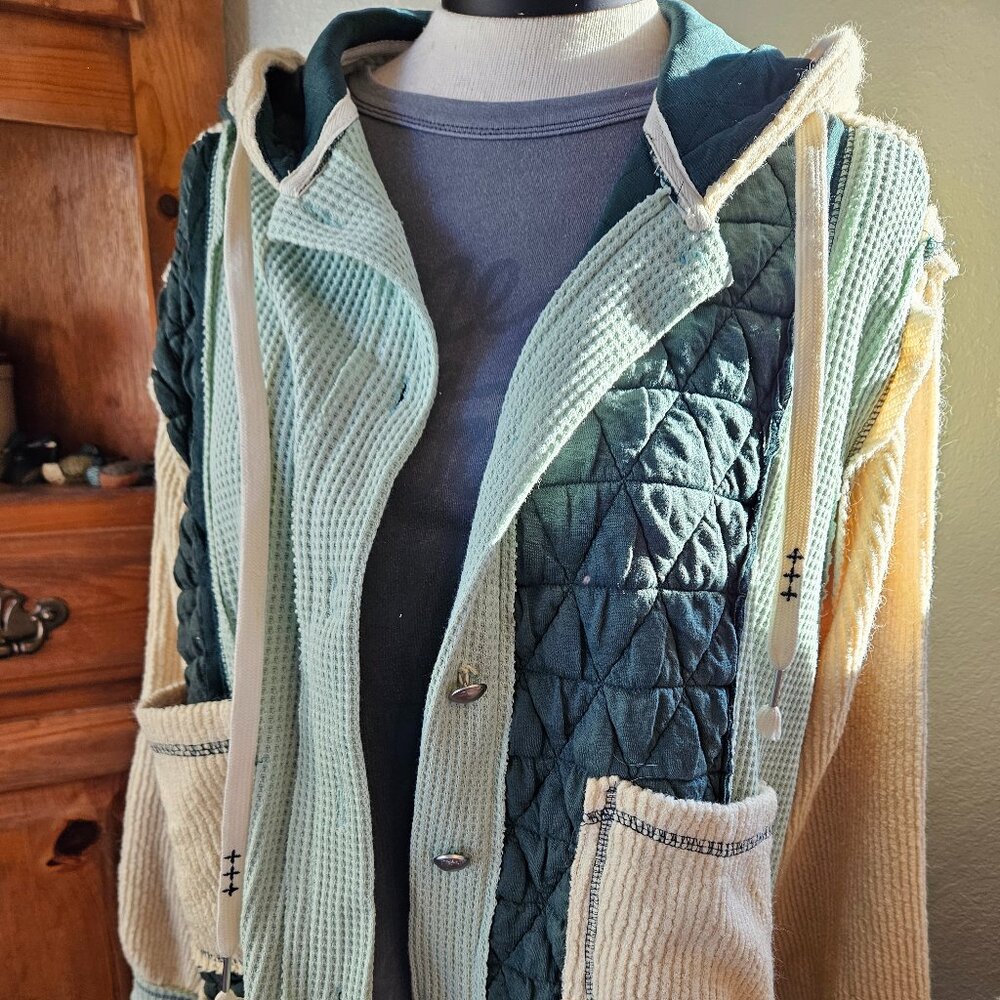 POL  Boho Waffle Knit Hooded Jacket